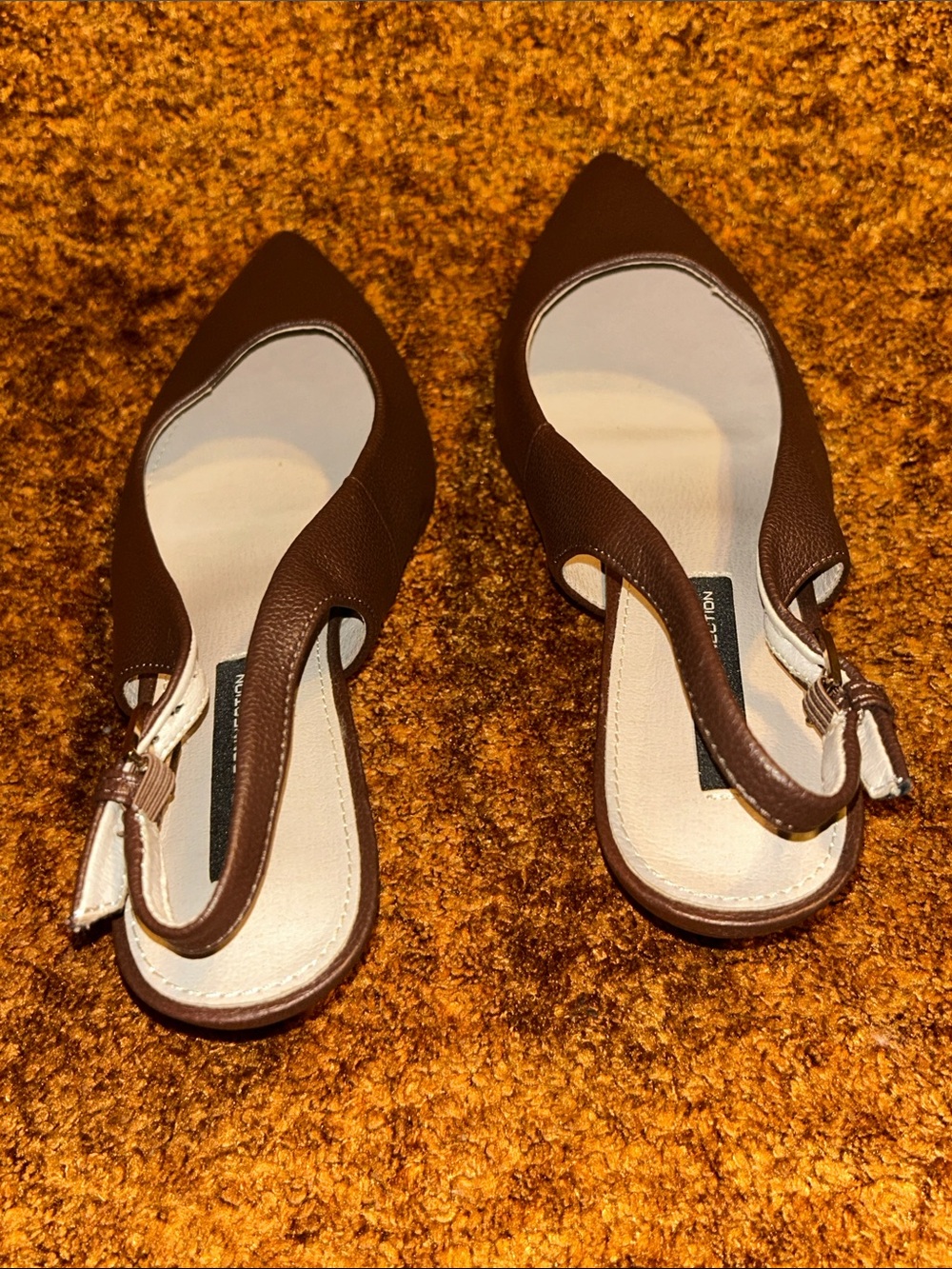 French Connection Brown Pointed Slingback Flats with Adjustable Buckle - Picture 5 of 7
